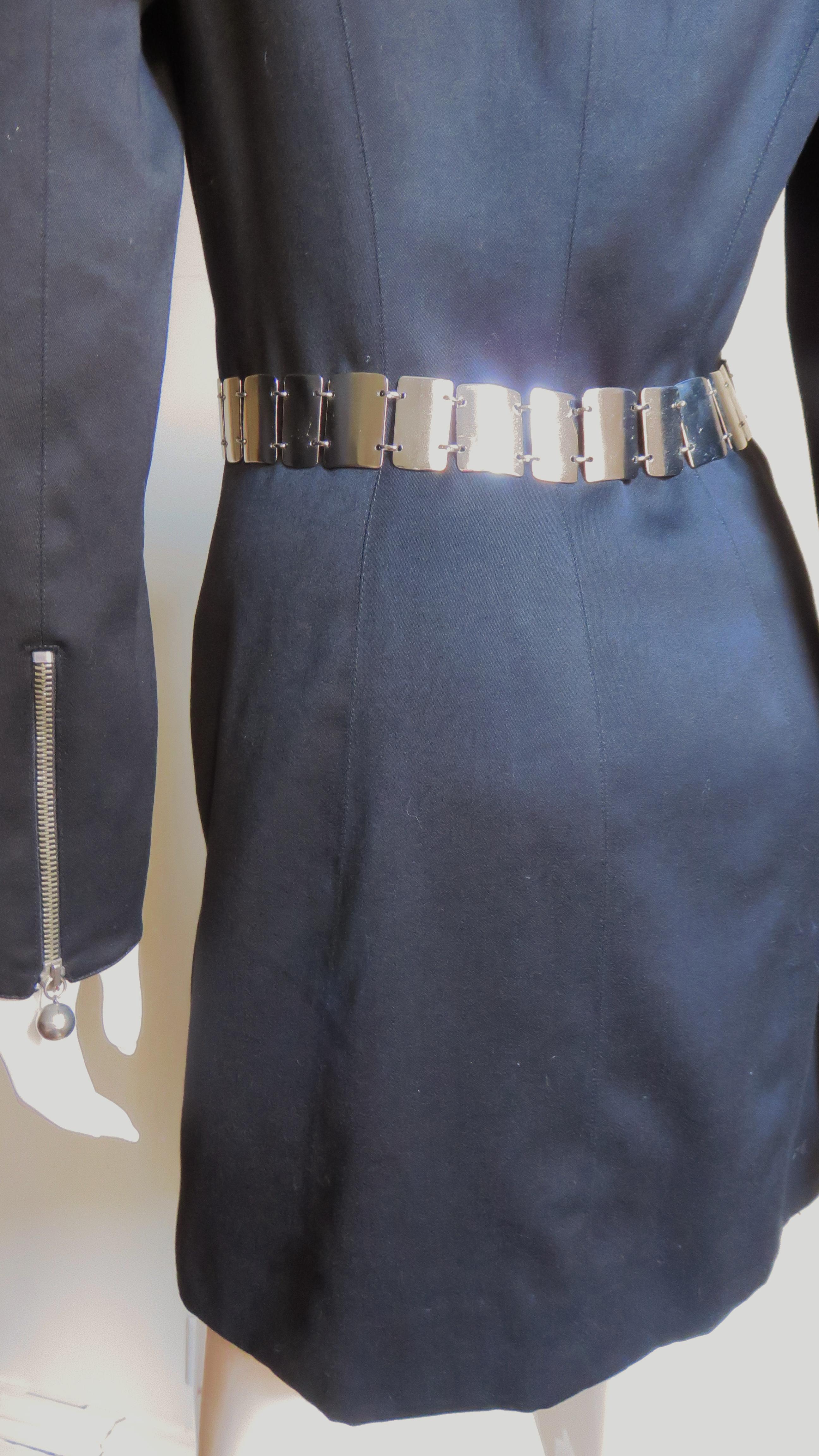Claude Montana Zipper Dress with Metal Link Belt For Sale 3
