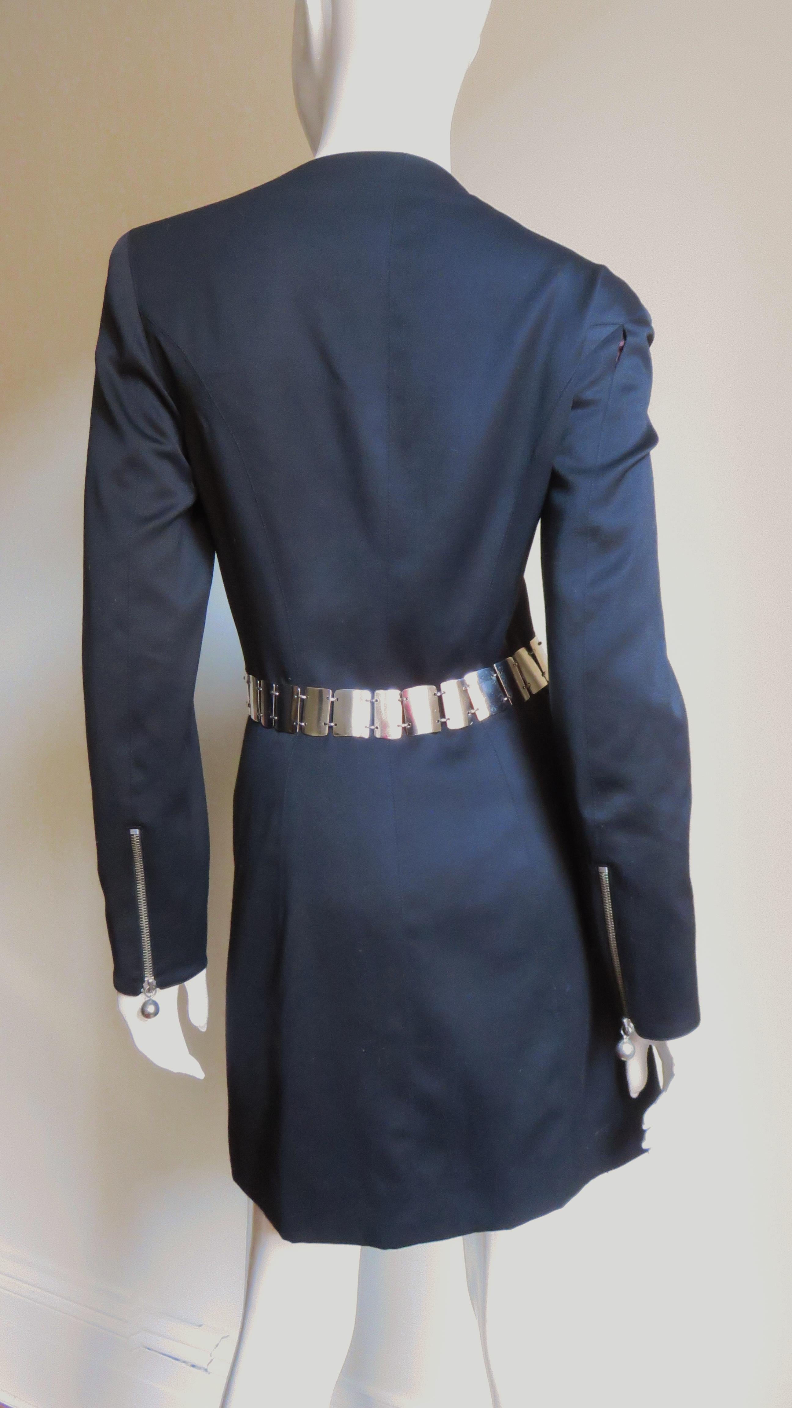 Claude Montana Zipper Dress with Metal Link Belt For Sale 1