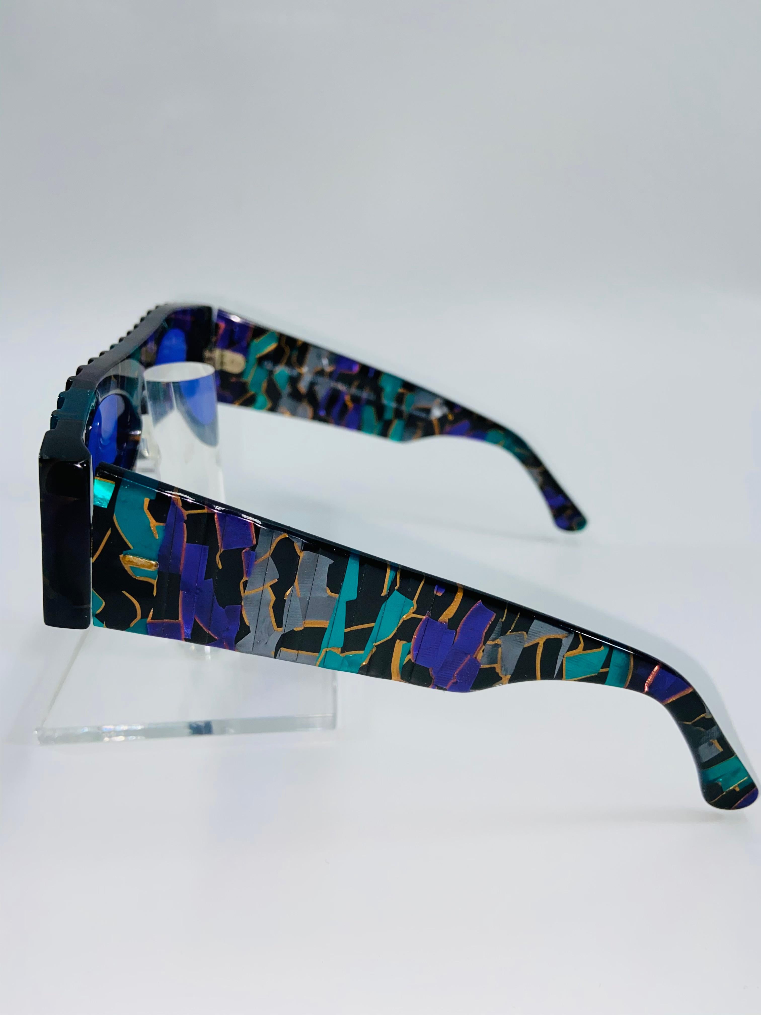 Claude Montana / Mikli New Wave 1980's Vintage Multi Colored Textured Frames In Good Condition In Los Angeles, CA