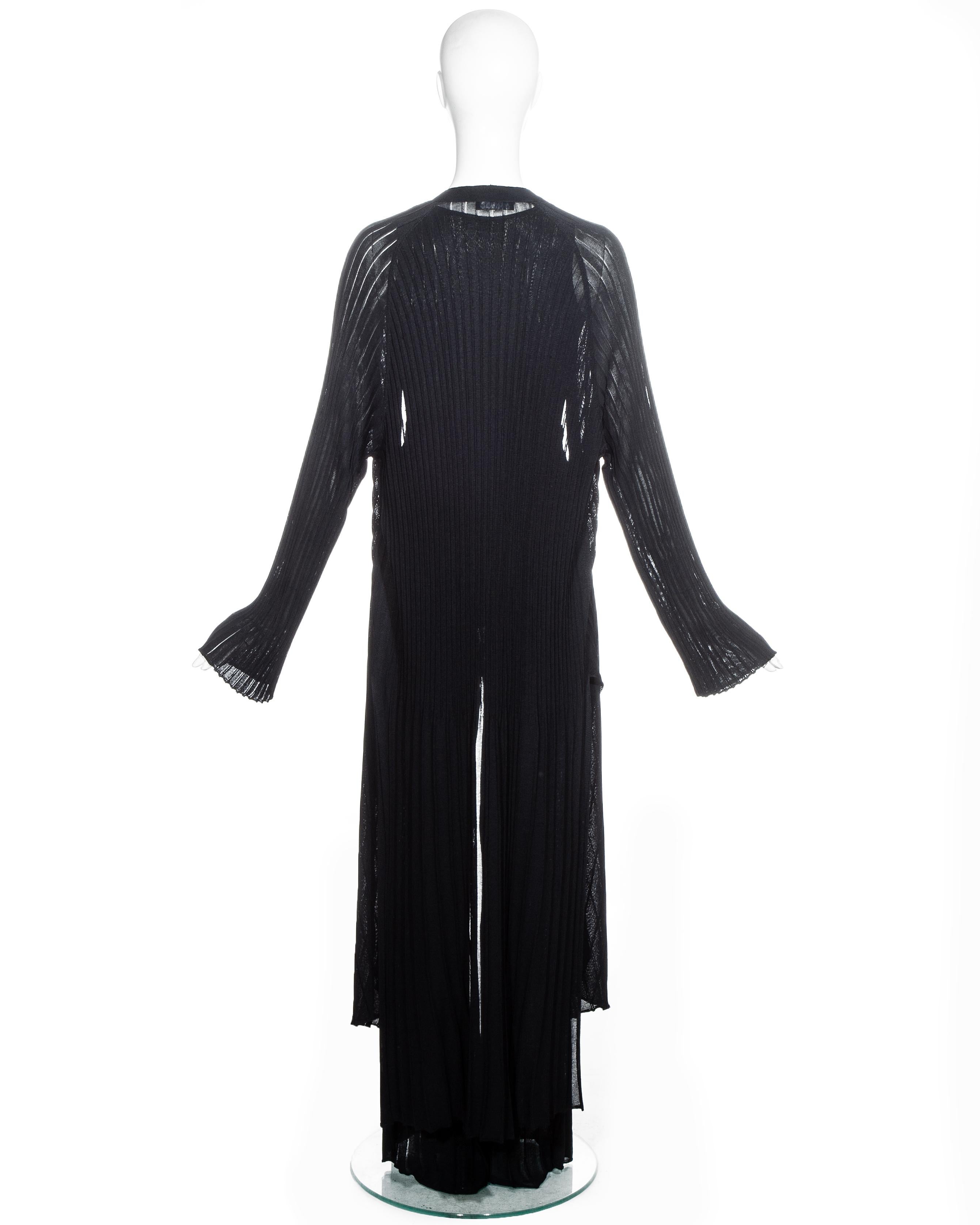 Claude Montana navy knitted three piece pant suit, ss 1994 In Good Condition For Sale In London, GB