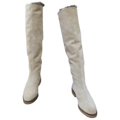 Vintage Claude Montana New 1990s Fur Lined Suede Boots Size 9 1/2
