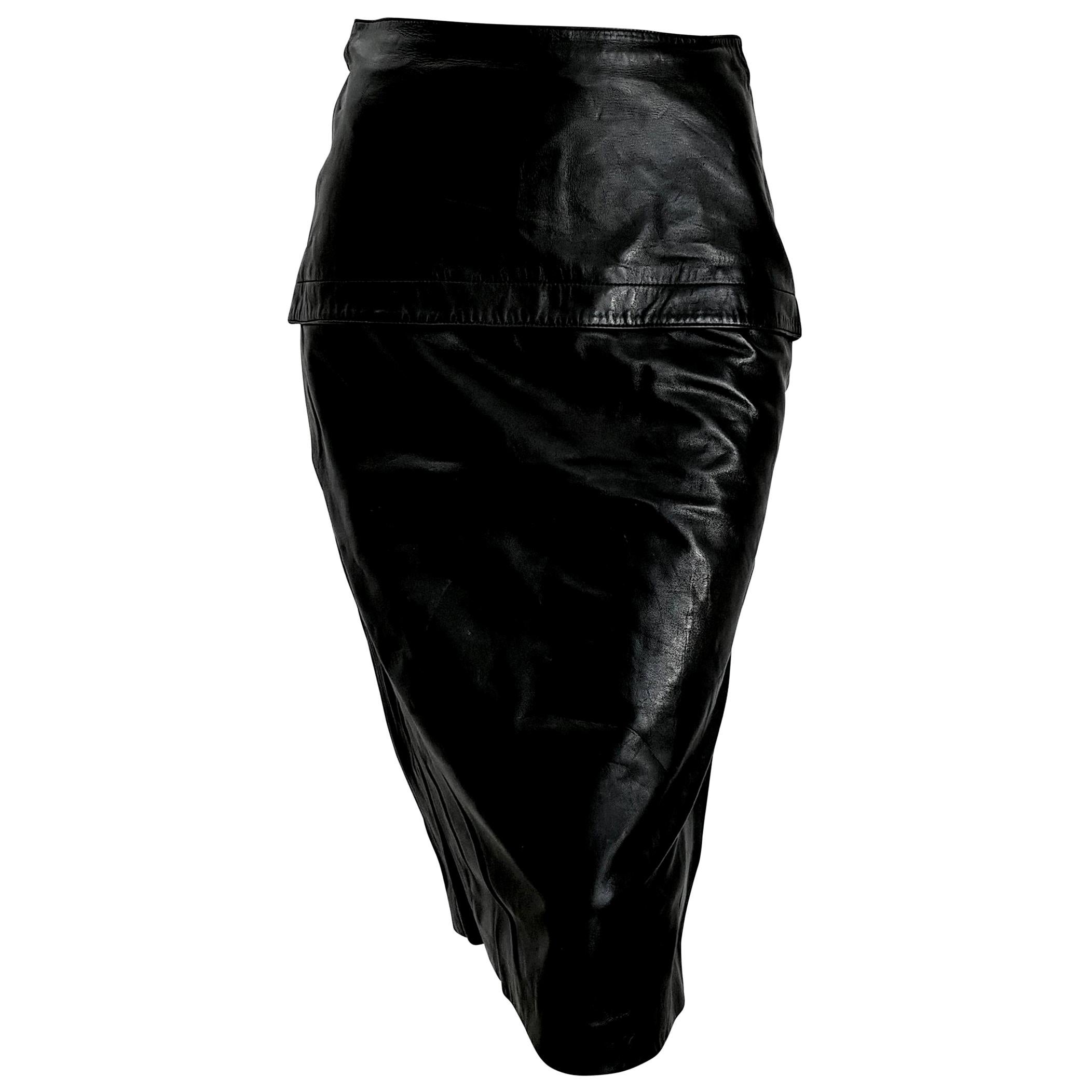 Claude MONTANA "New" Black Lambskin Leather High Waistband Skirt - Unworn For Sale