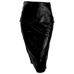 Claude MONTANA "New" Black Lambskin Leather High Waistband Skirt - Unworn