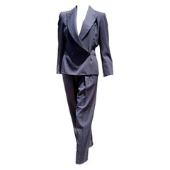 Claude MONTANA "New" Haute Couture Blue Wool Pants Suit - Unworn 