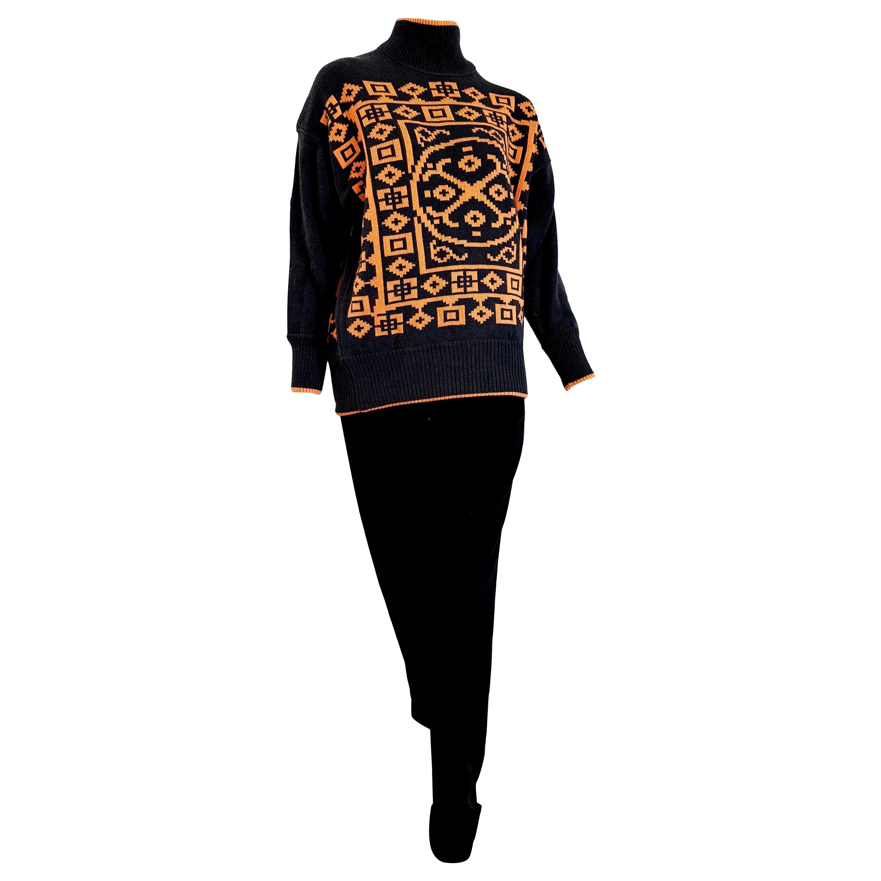 Claude MONTANA "New" Sweater Maya Design Single Piece Black Wool Pants - Unworn For Sale
