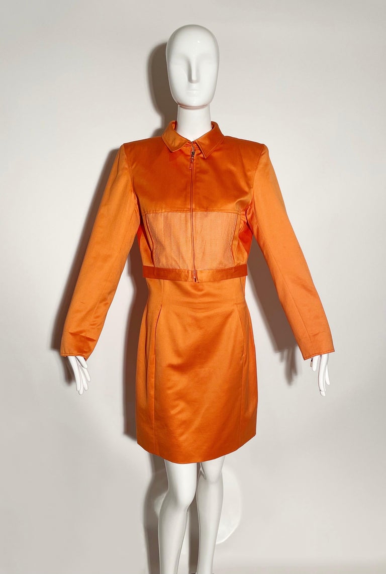Orange zip skirt suit online