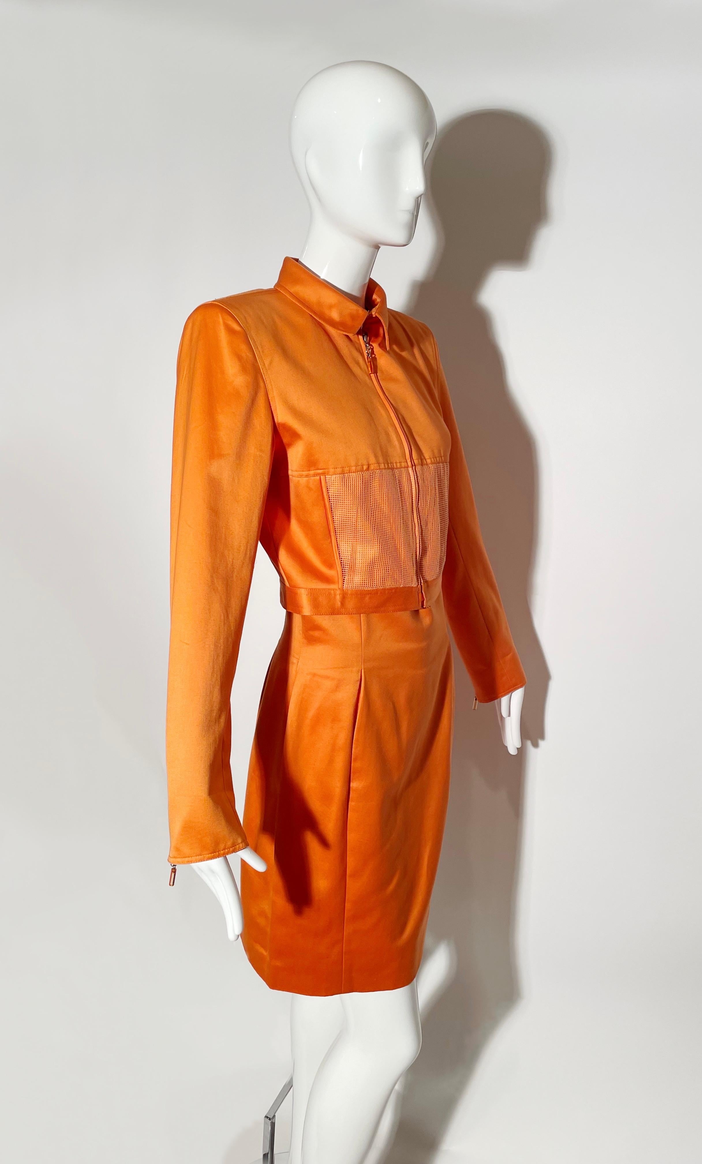 Claude Montana Orange Skirt Suit  In Excellent Condition For Sale In Los Angeles, CA