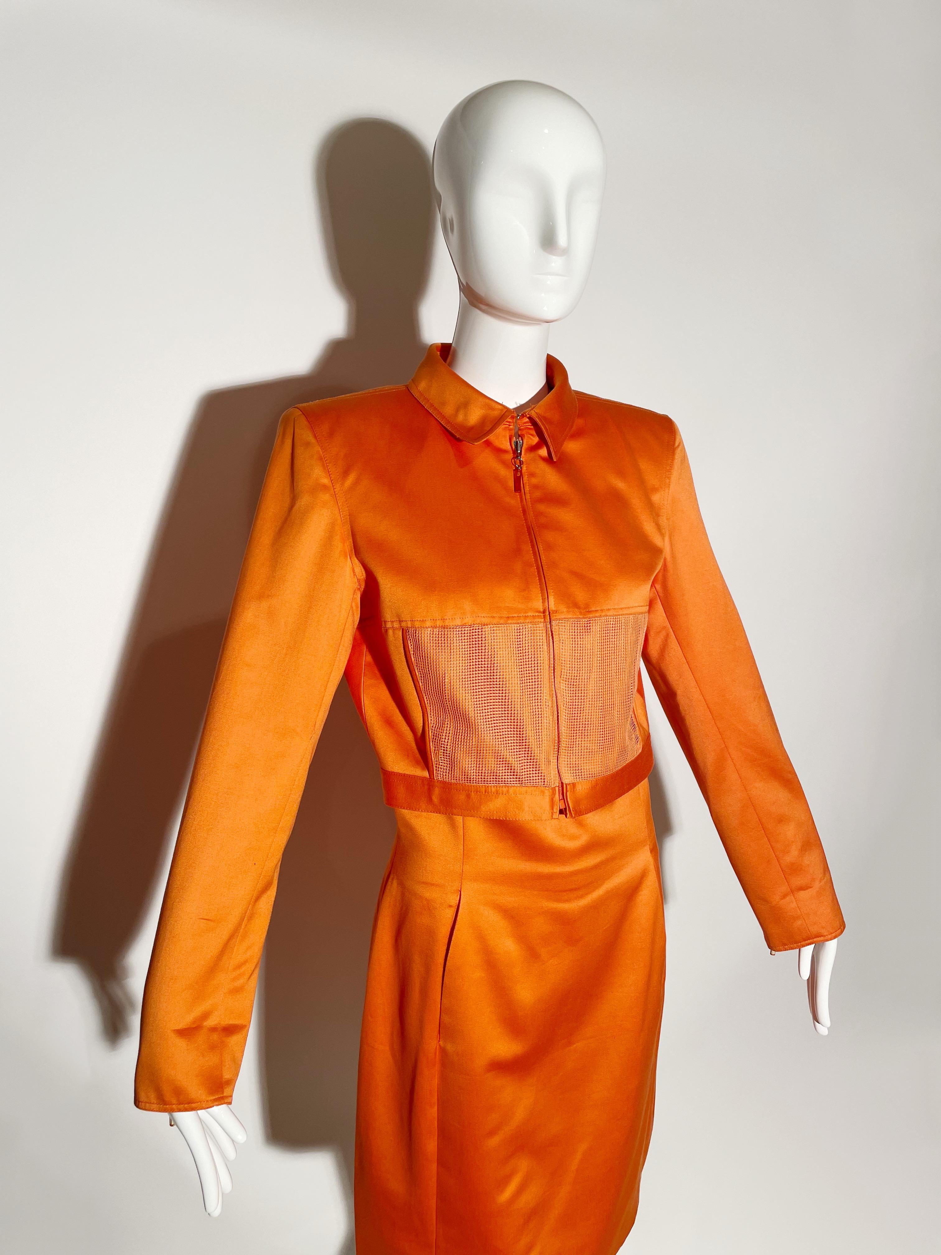 Women's Claude Montana Orange Skirt Suit For Sale