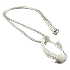Claude Montana Paris Futuristic Silver Plate Pendant Necklace