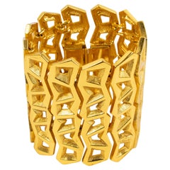 Claude Montana Paris Pulsera brazalete maciza dorada y tallada