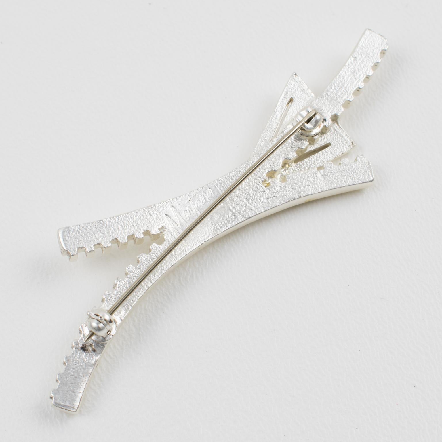 Claude Montana Paris Silver Plate Zipper Brooch In condizioni ottime in vendita a Atlanta, GA