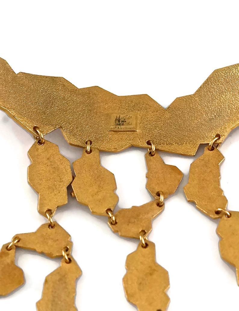 CLAUDE MONTANA Pour Marie Paris Enamel Nugget Lucite Charm Rigid Choker Necklace 2