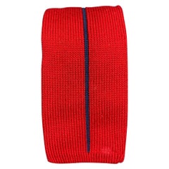CLAUDE MONTANA Rot-Blau gestreifte Baumwoll-Strickkrawatte