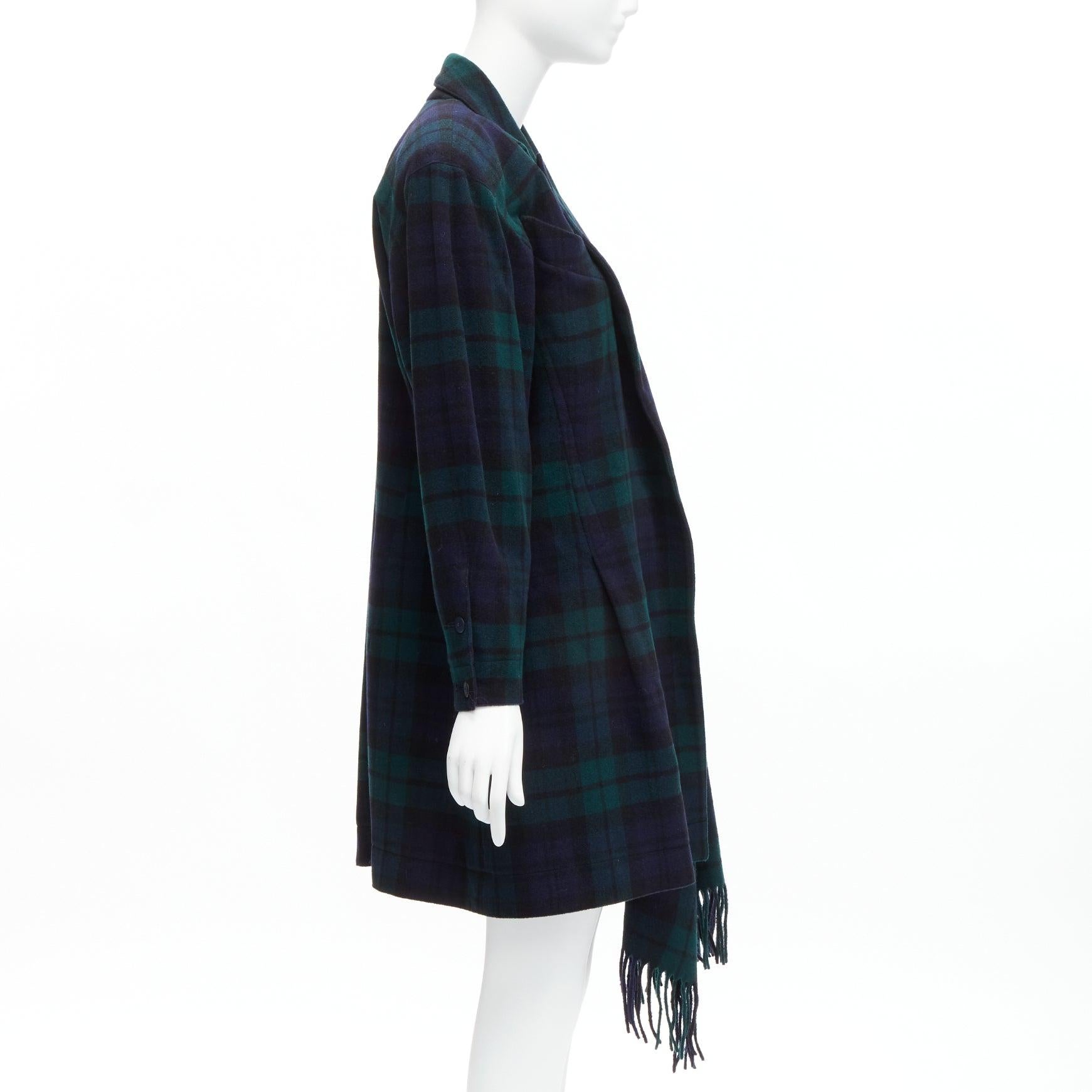 CLAUDE MONTANA  Scottish plaid scarf collar strong shoulder d coat IT9A3 S For Sale 1