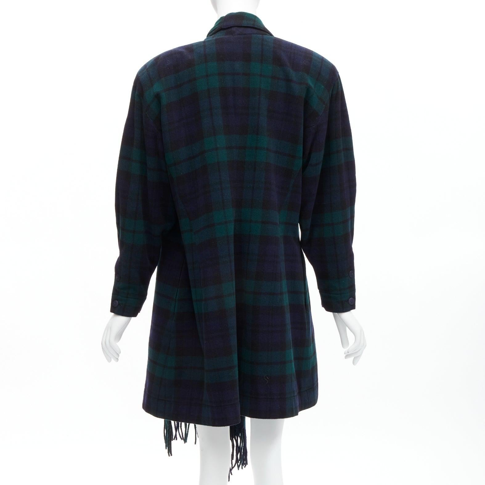 CLAUDE MONTANA  Scottish plaid scarf collar strong shoulder d coat IT9A3 S For Sale 2