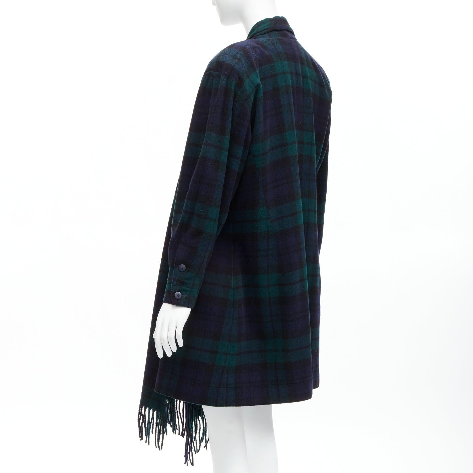 CLAUDE MONTANA  Scottish plaid scarf collar strong shoulder d coat IT9A3 S For Sale 3