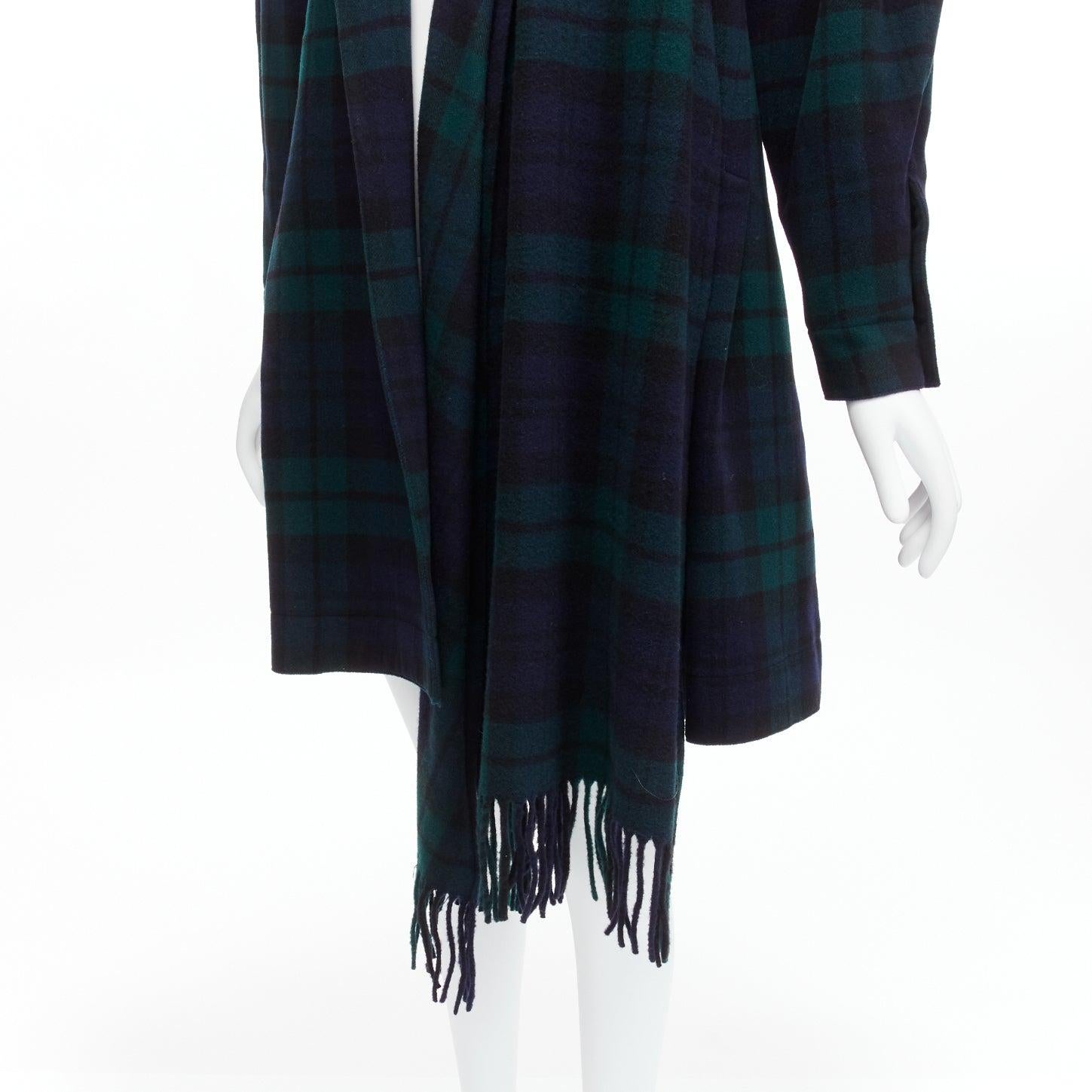 CLAUDE MONTANA  Scottish plaid scarf collar strong shoulder d coat IT9A3 S For Sale 4