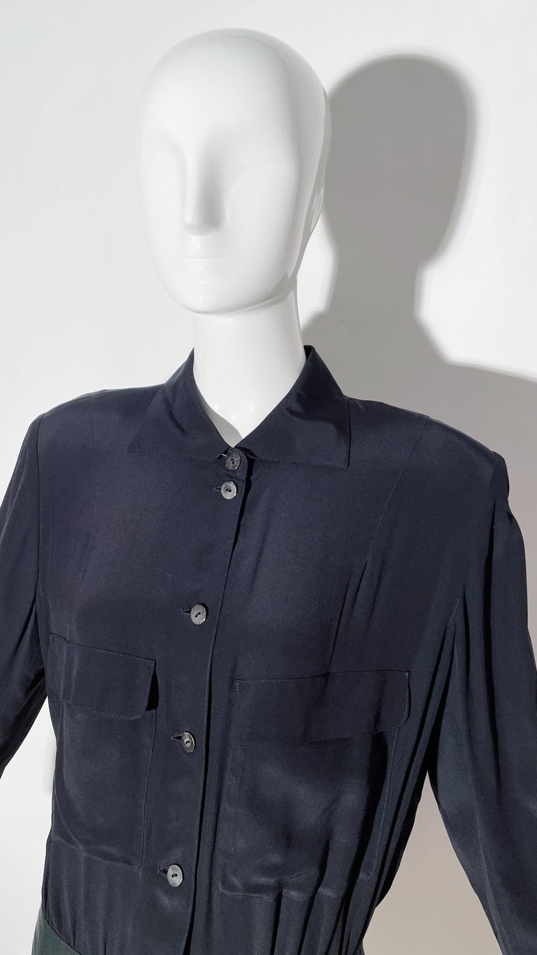 Claude Montana cotton Vintage Corset Zip-Up Long sleeve shirt blue 38