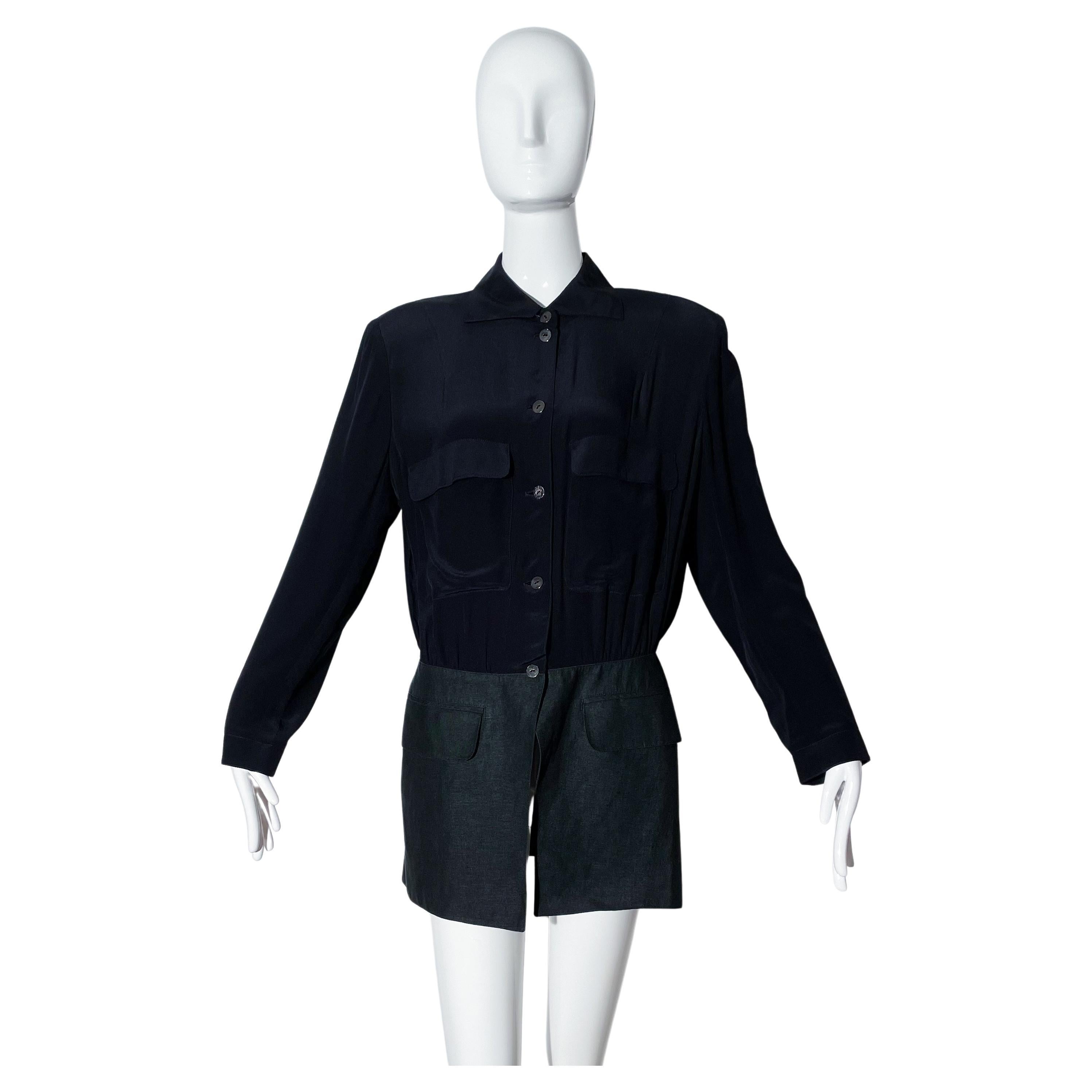 Claude Montana Silk and Linen Blouse For Sale