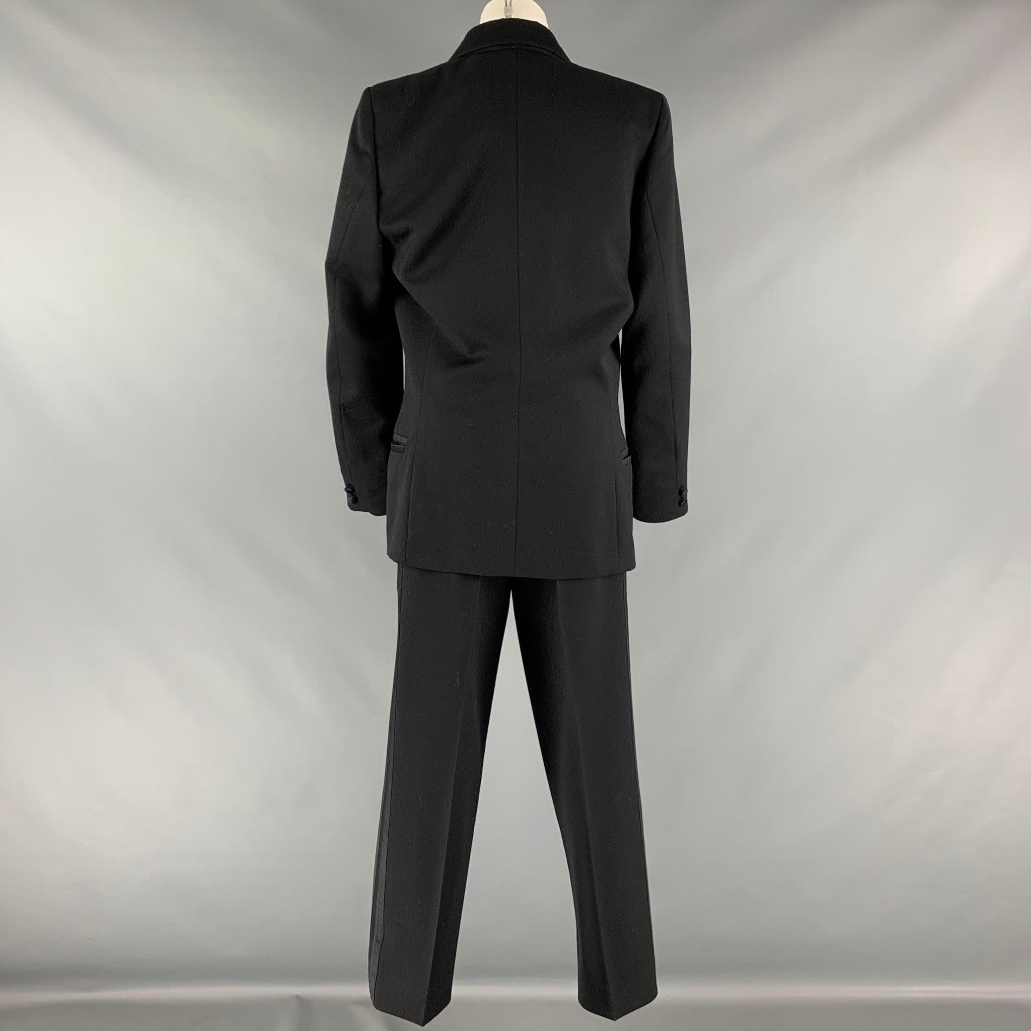 Women's CLAUDE MONTANA Size 12 Black Silk Double Breasted Pants Suit For Sale