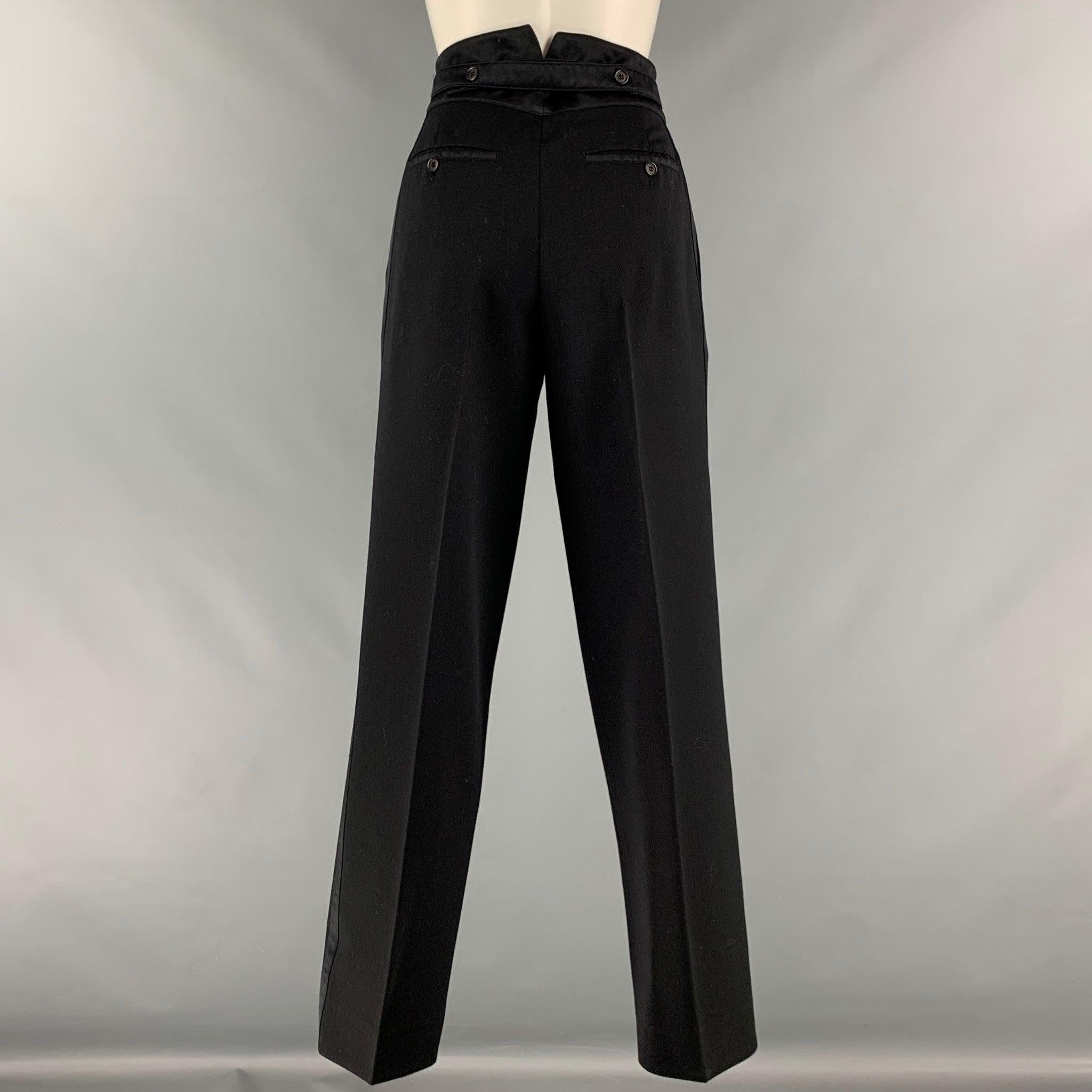 CLAUDE MONTANA Size 12 Black Silk Double Breasted Pants Suit For Sale 3