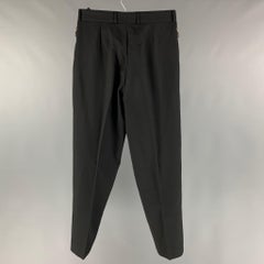 CLAUDE MONTANA - Pantalon à volants en laine noire avec fermeture éclair, taille 32