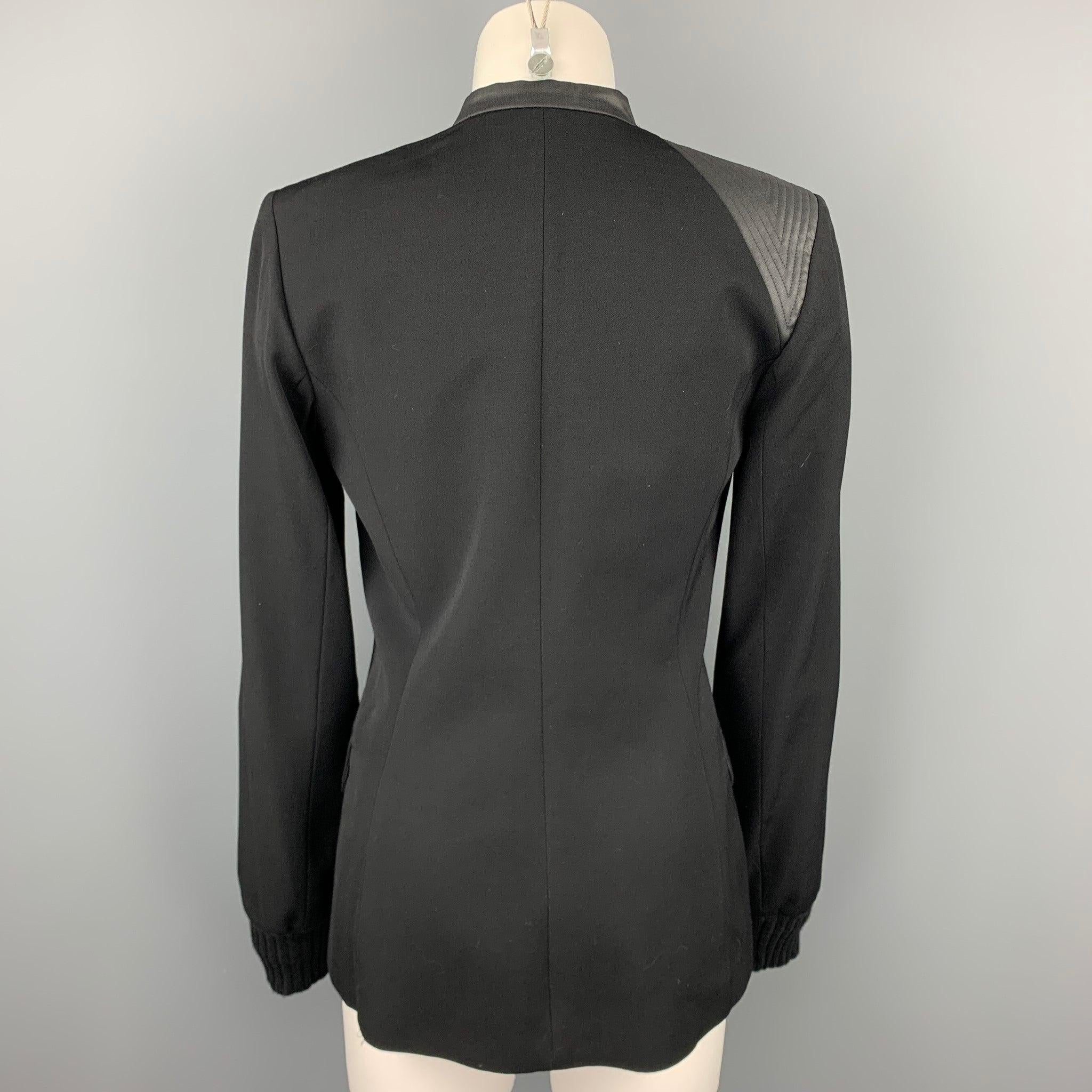 CLAUDE MONTANA Veste zippée en laine/soie bicolore noire Taille 4 Bon état - En vente à San Francisco, CA