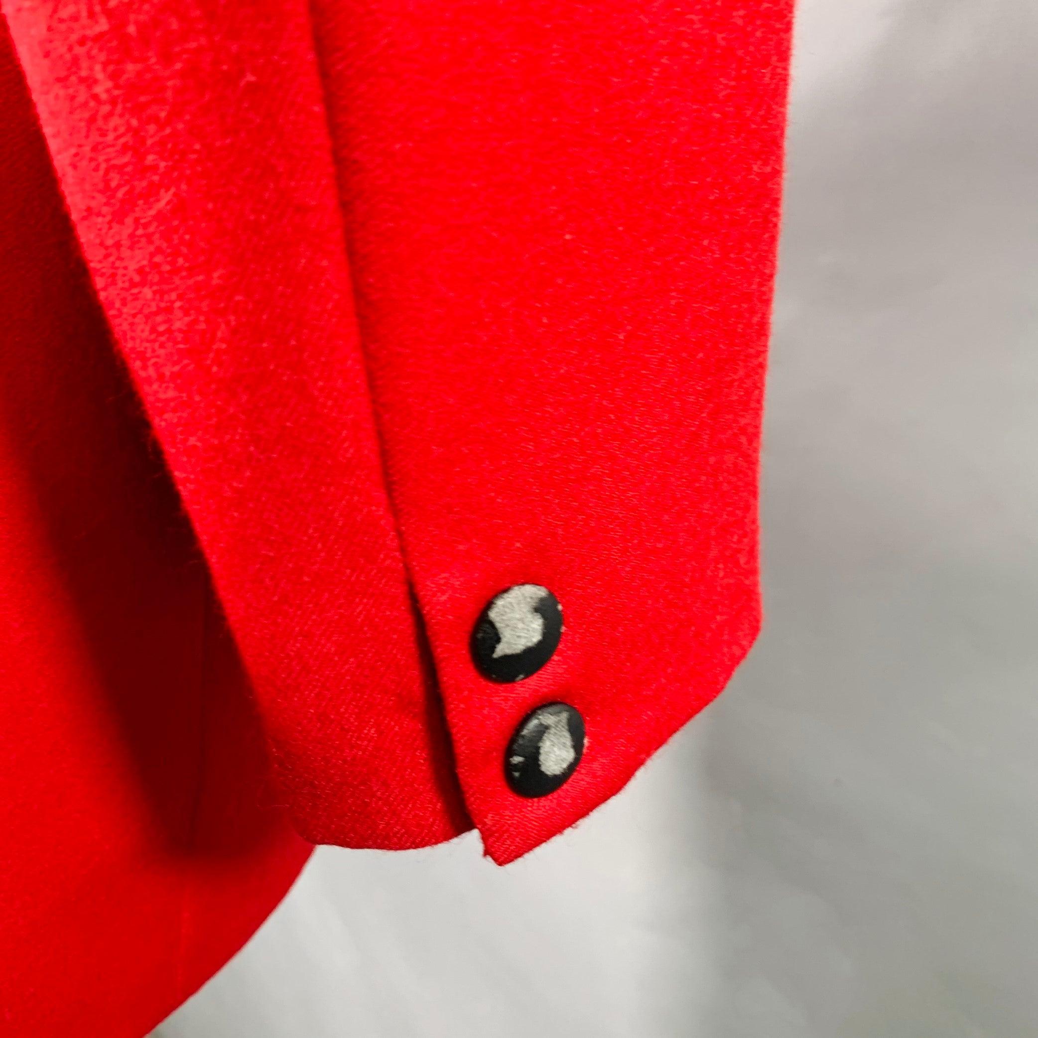 CLAUDE MONTANA Talla 40 Rojo Negro Lana virgen Solapa de pico Abrigo de deporte 2
