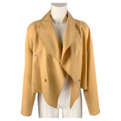 CLAUDE MONTANA Size 8 Orange Silk Solid Open Front Jacket