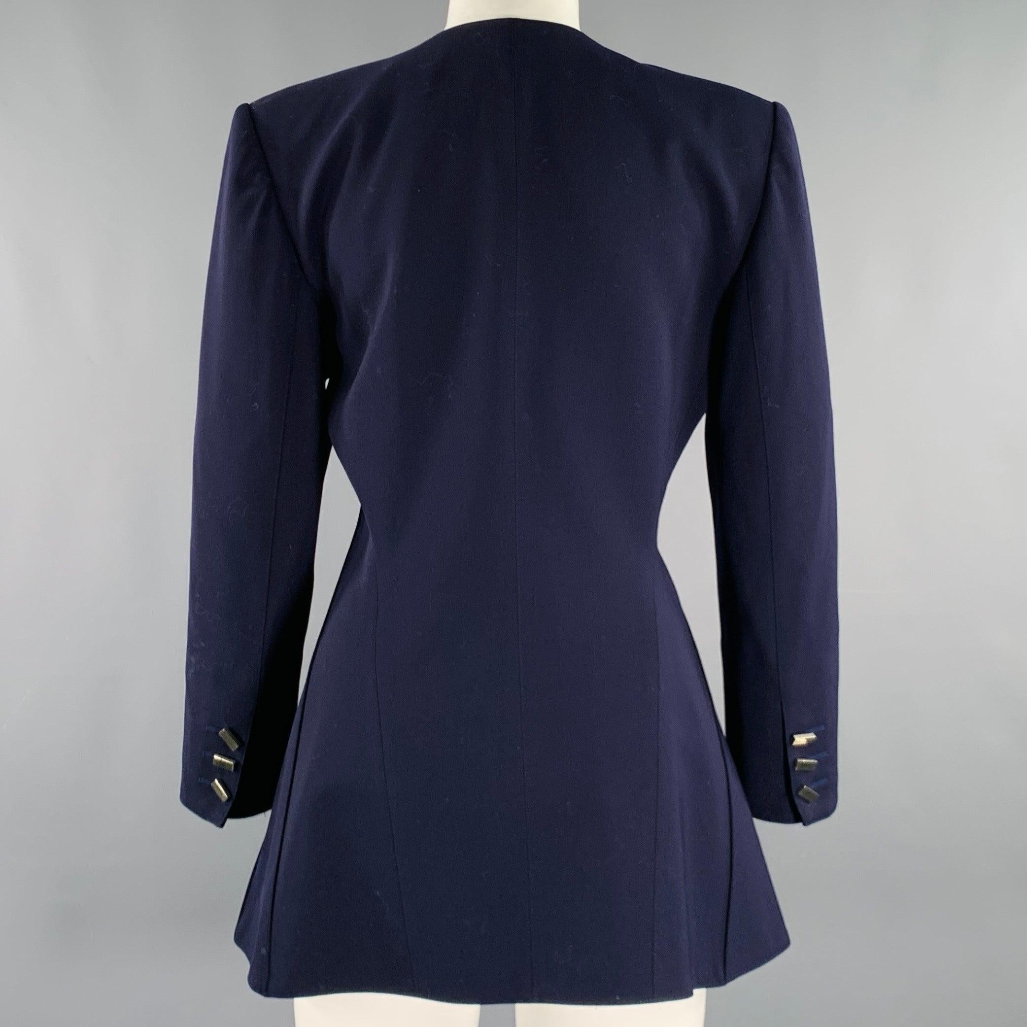 CLAUDE MONTANA Size S Purple Wool Shoulder Pads Jacket In Excellent Condition For Sale In San Francisco, CA