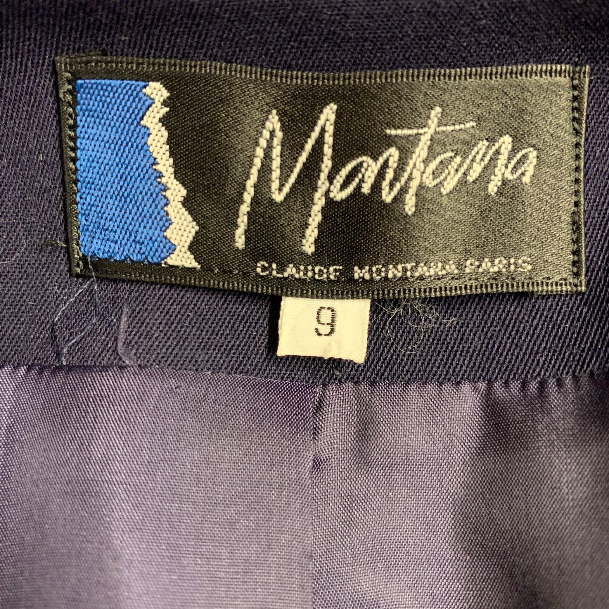 CLAUDE MONTANA Size S Purple Wool Shoulder Pads Jacket For Sale 1