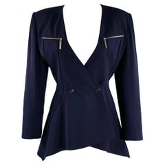 CLAUDE MONTANA Taille S Veste à épaulettes en laine violette