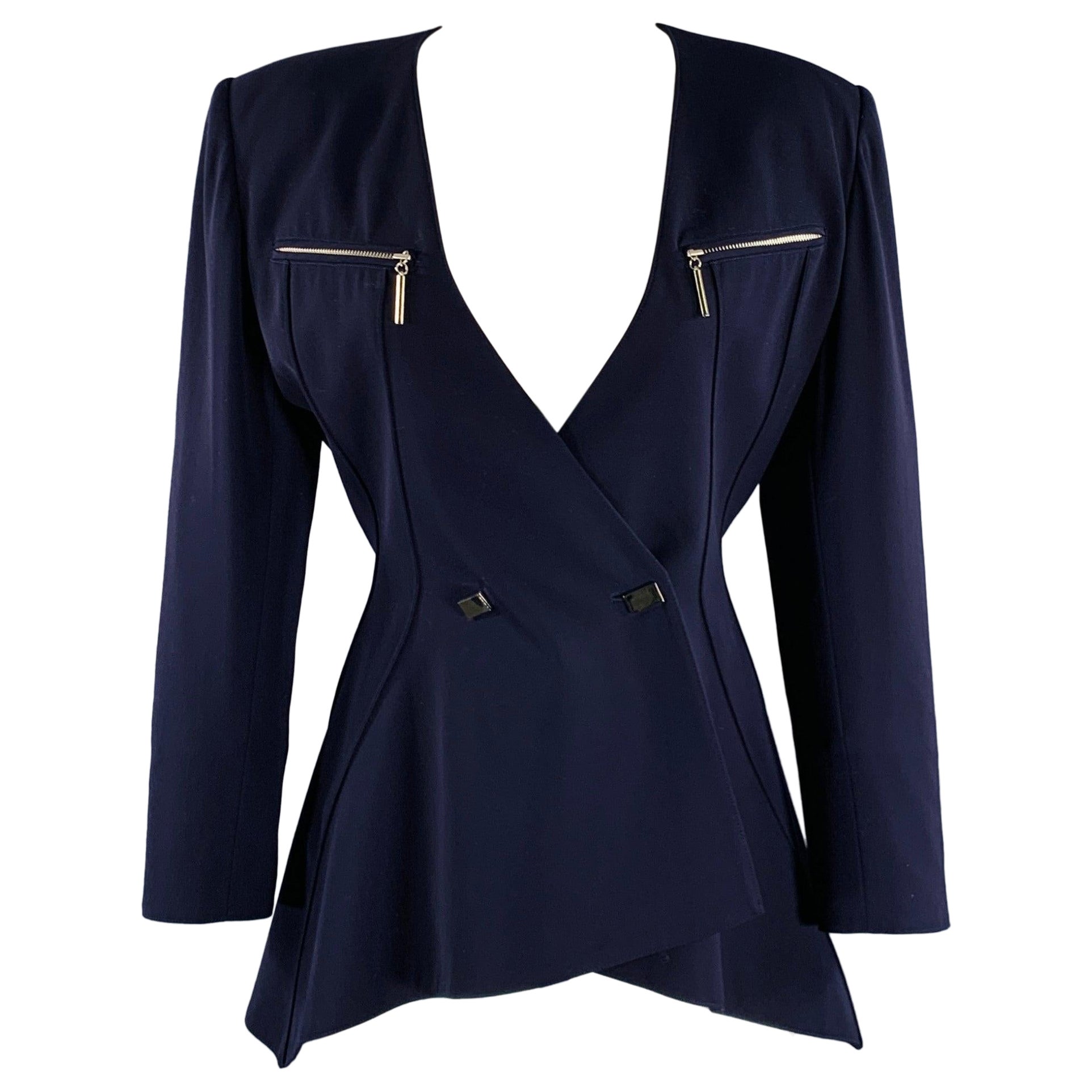 CLAUDE MONTANA Taille S Veste à épaulettes en laine violette