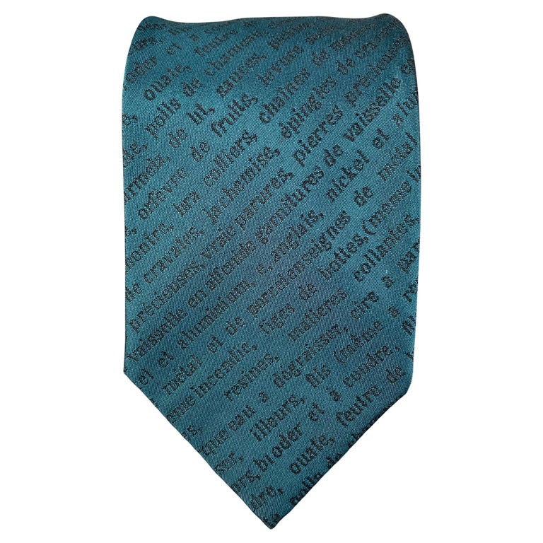 CLAUDE MONTANA Teal Silk Epingles de Cravates Tie For Sale at 1stDibs