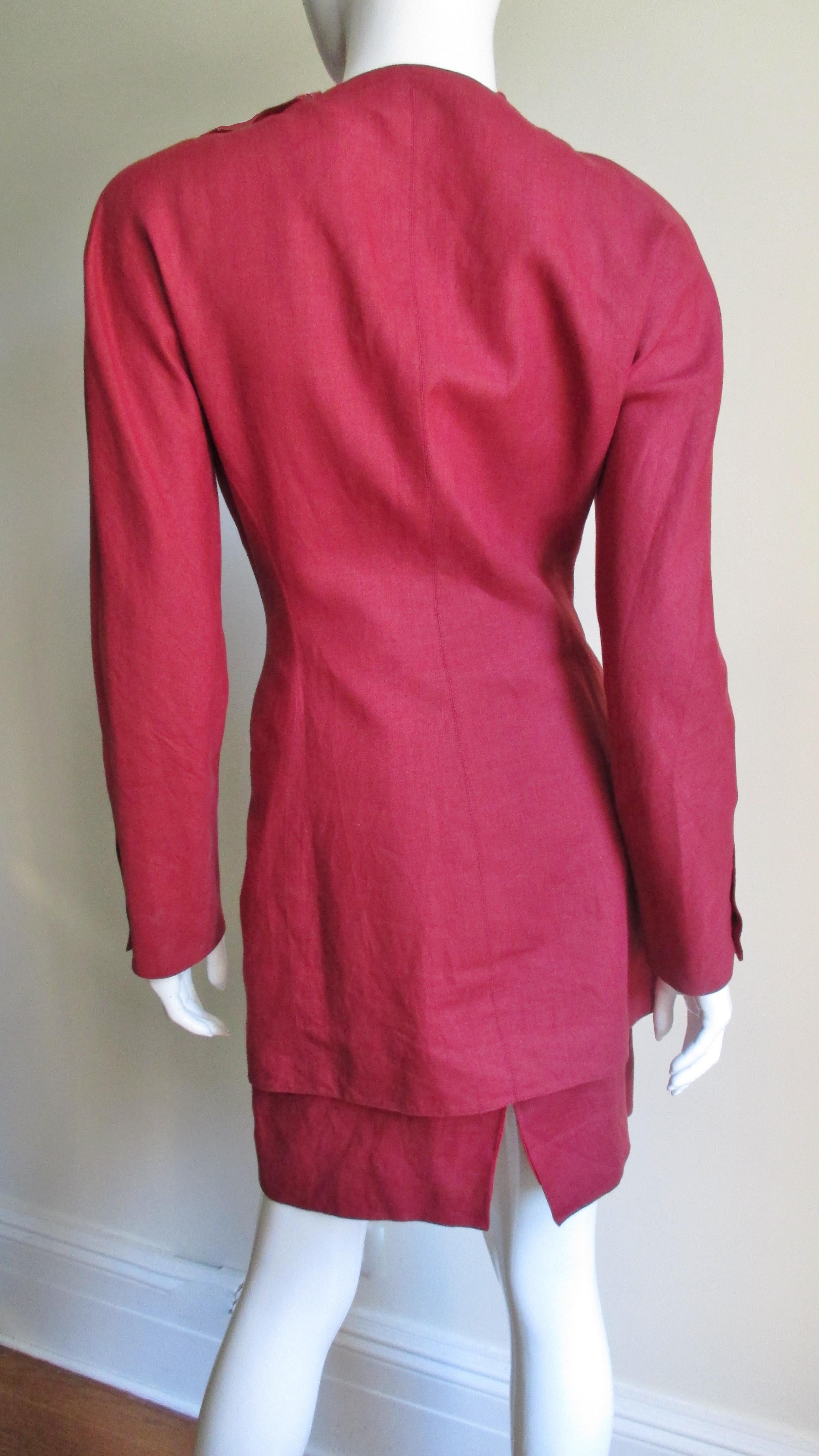 Claude Montana Linen Skirt Suit 1980s For Sale 4