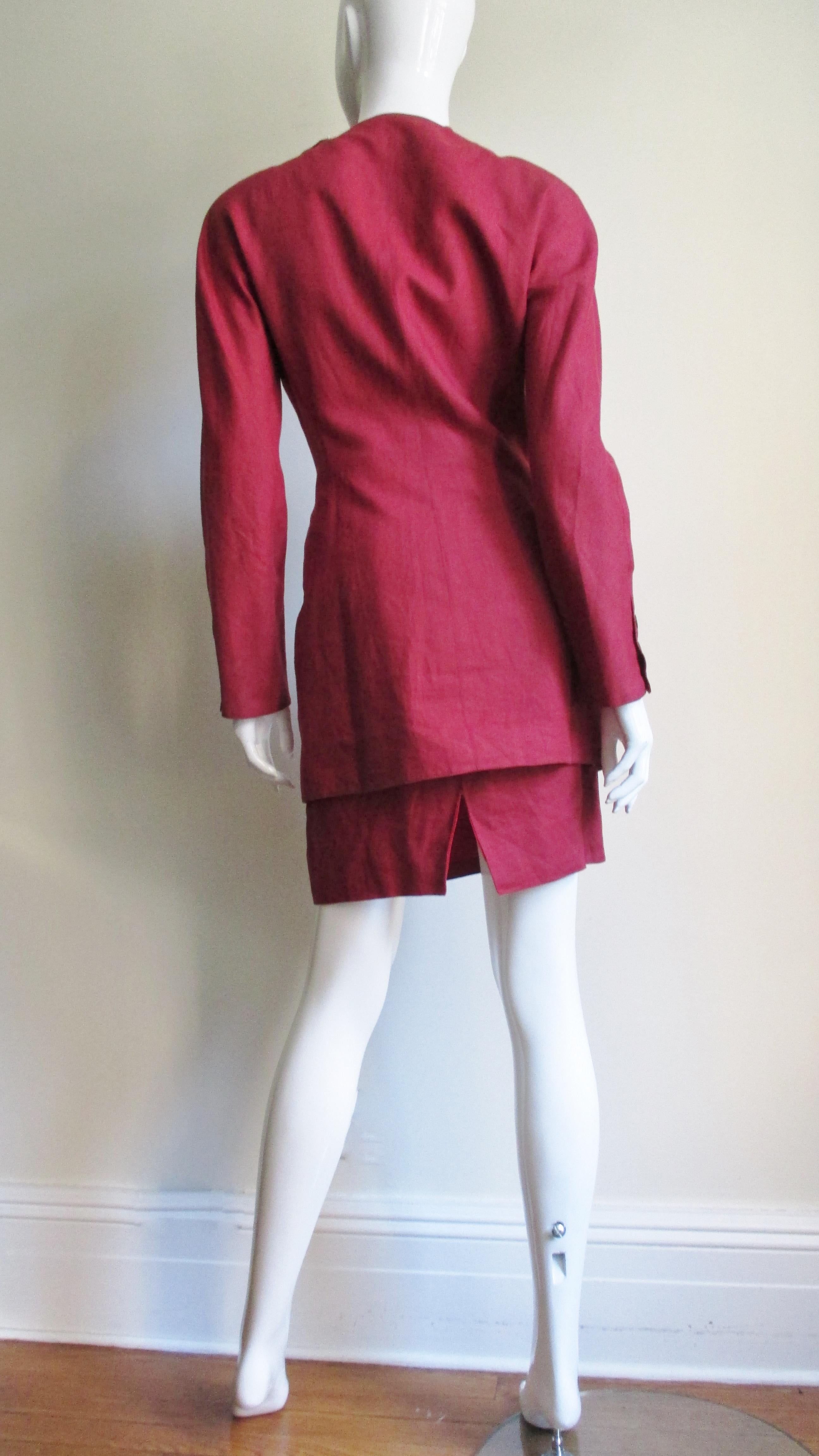 Claude Montana Linen Skirt Suit 1980s For Sale 6