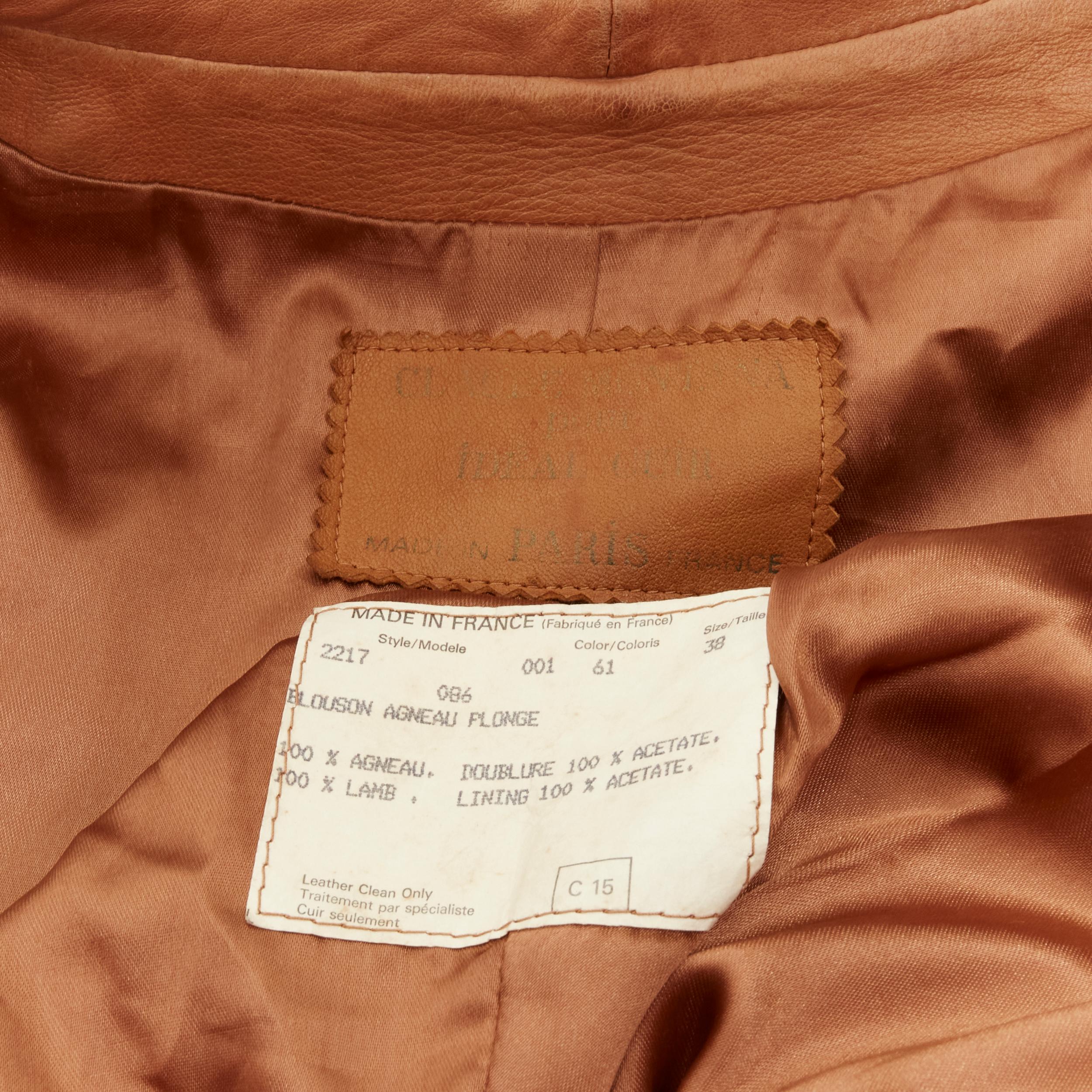 CLAUDE MONTANA Vintage brown leather dolman sleeve biker jacket IT38 XS 6