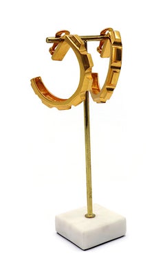 CLAUDE MONTANA Pendientes de medio aro geométricos Vintage Massive Gold-Tone