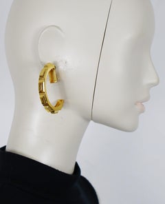 CLAUDE MONTANA Vintage Massive Gold-Tone Geometric Half Hoop Earrings