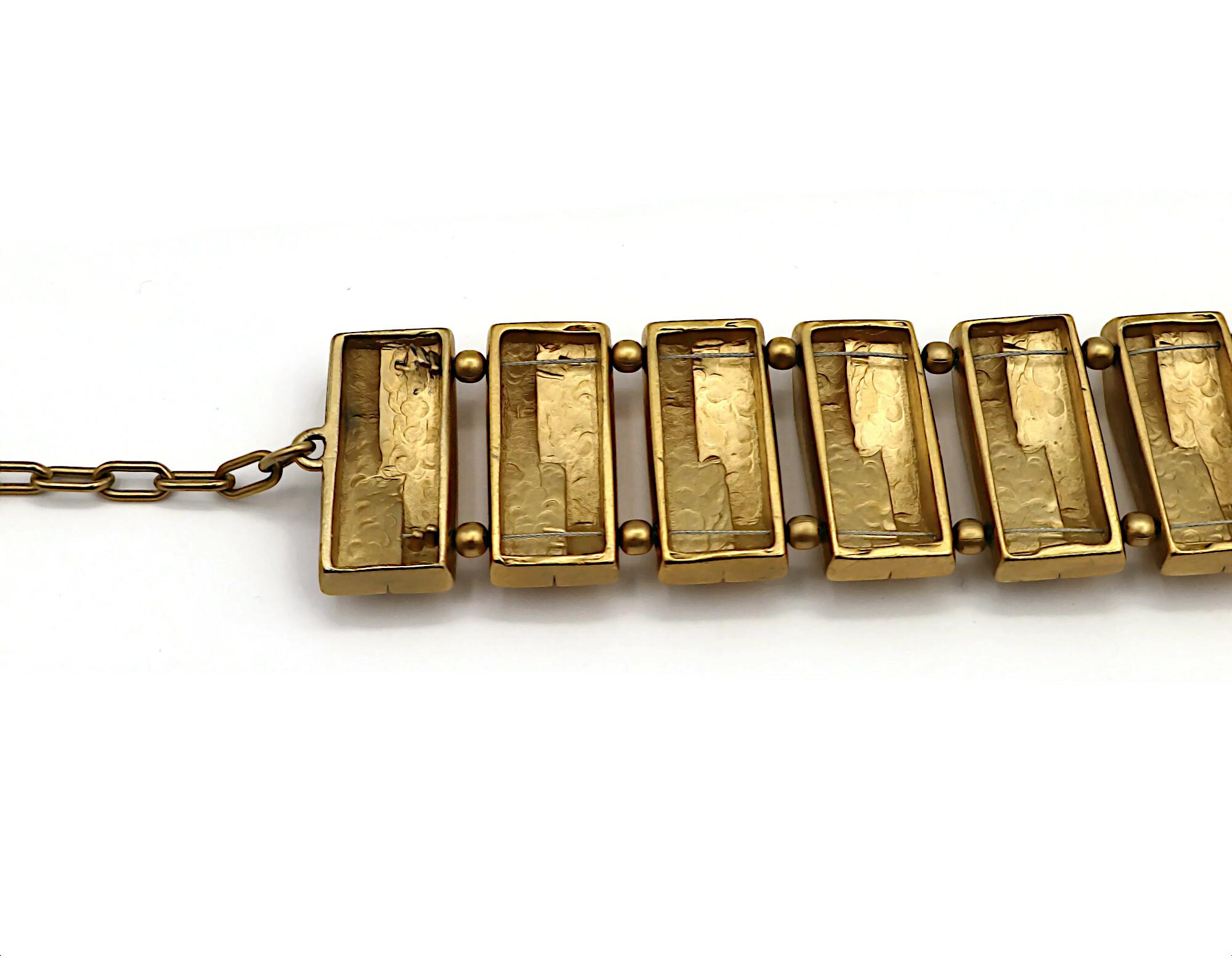 CLAUDE MONTANA Vintage Matte Gold Tone Geometric Choker Necklace For Sale 7