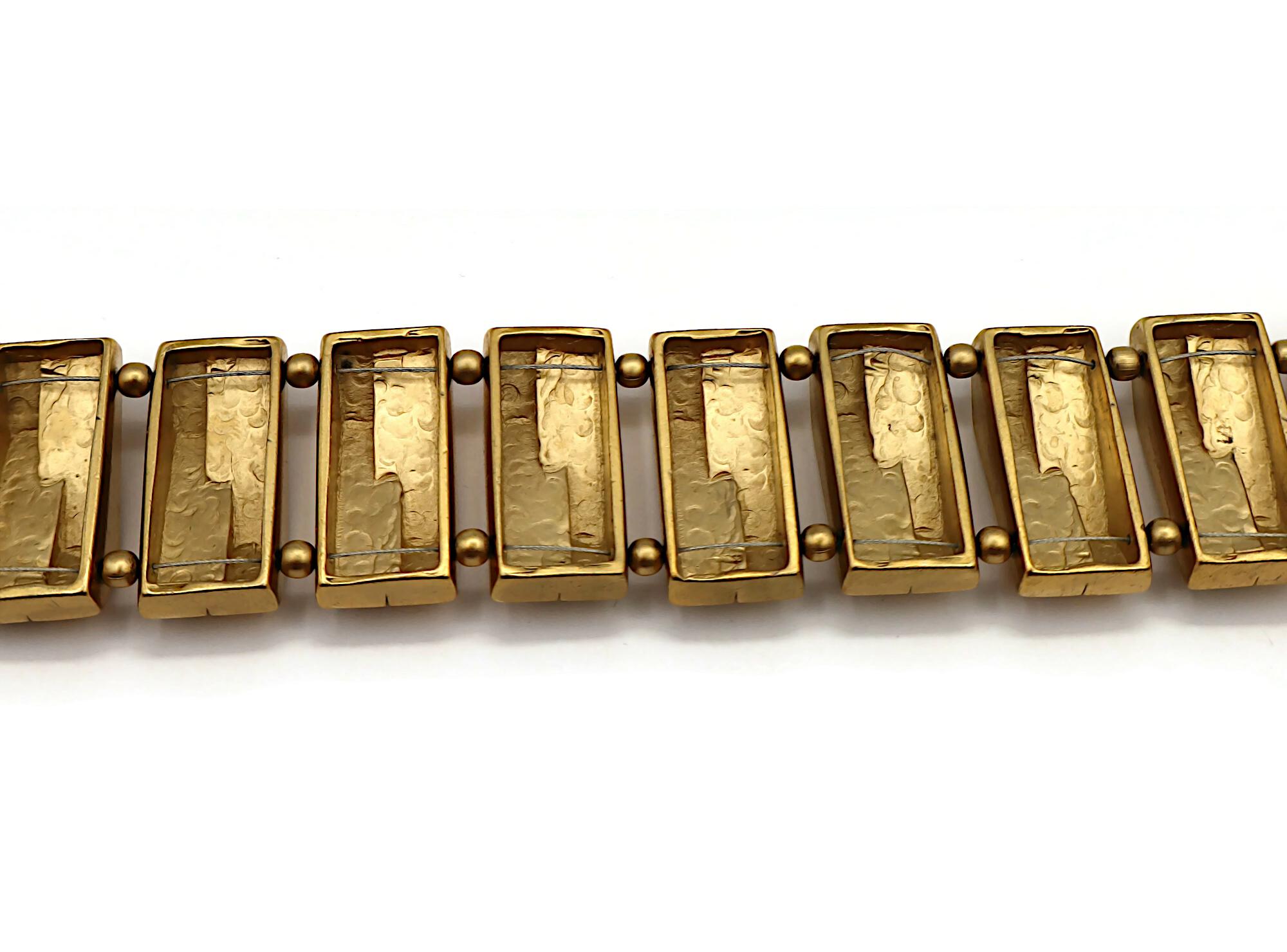 CLAUDE MONTANA Vintage Matte Gold Tone Geometric Choker Necklace For Sale 8