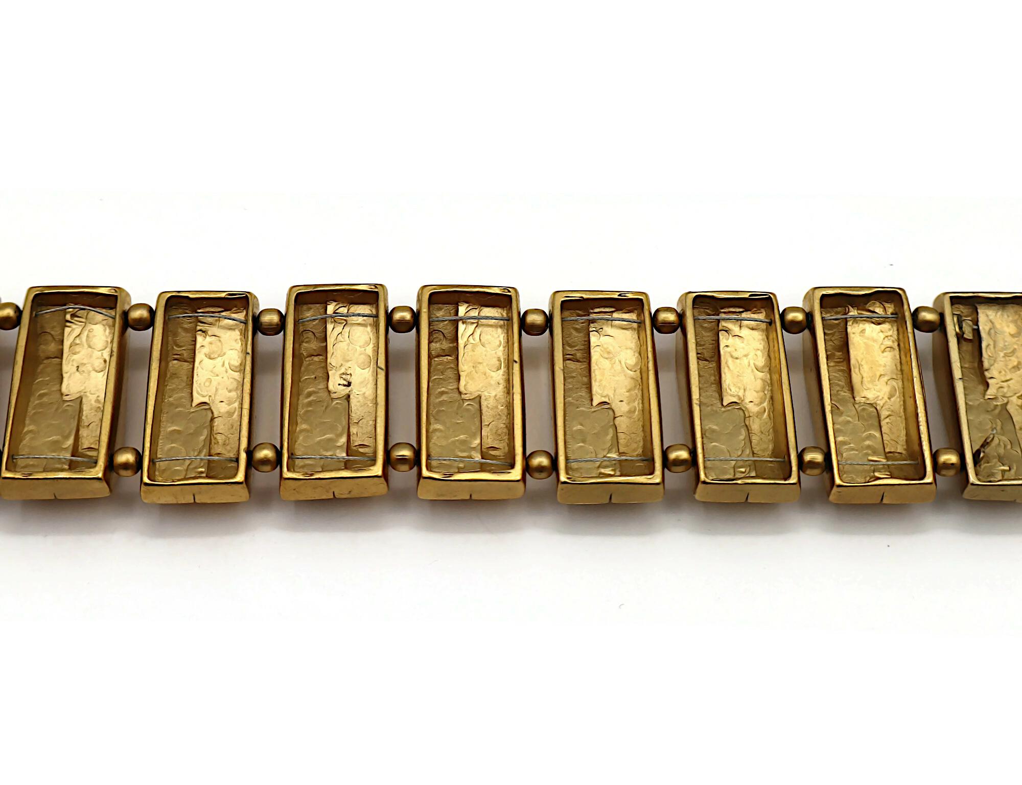 CLAUDE MONTANA Vintage Matte Gold Tone Geometric Choker Necklace For Sale 9