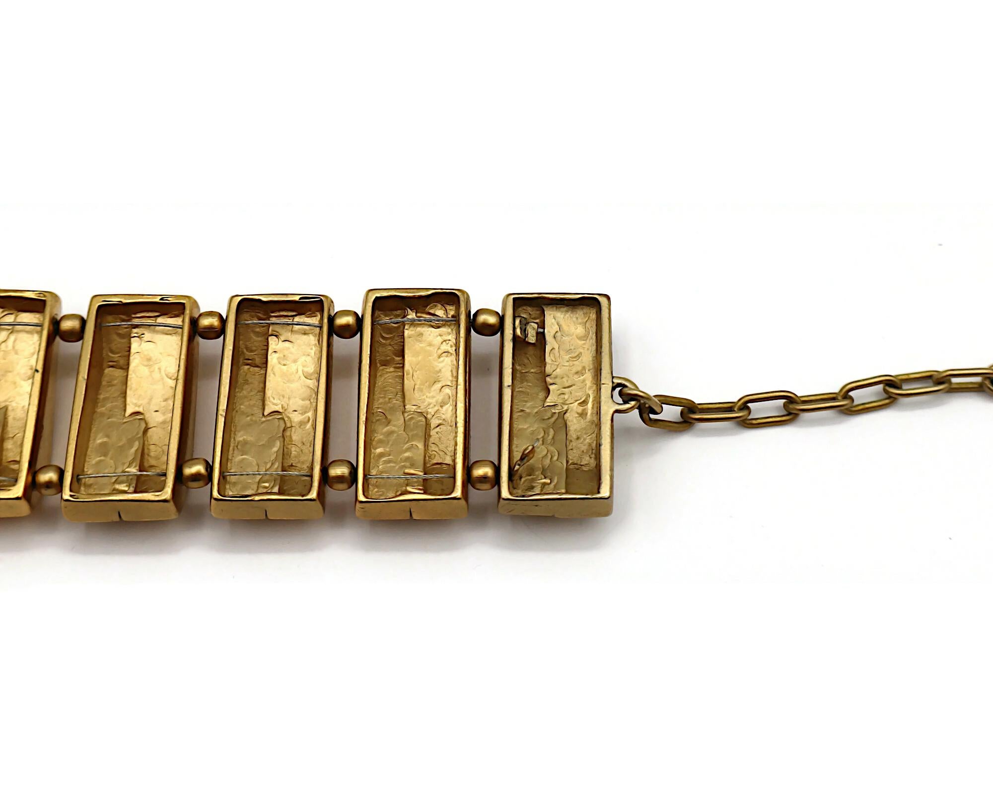 CLAUDE MONTANA Vintage Matte Gold Tone Geometric Choker Necklace For Sale 10