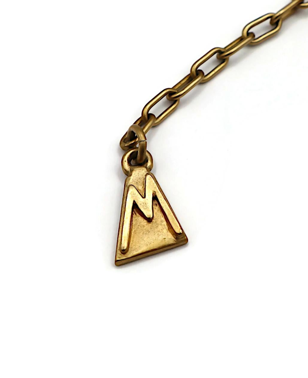 CLAUDE MONTANA Vintage Matte Gold Tone Geometric Choker Necklace For Sale 12