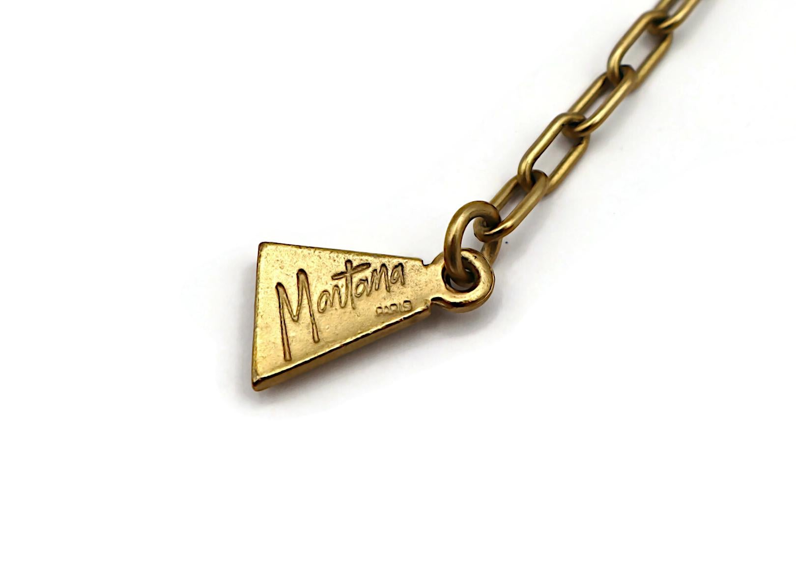 CLAUDE MONTANA Vintage Matte Gold Tone Geometric Choker Necklace For Sale 13
