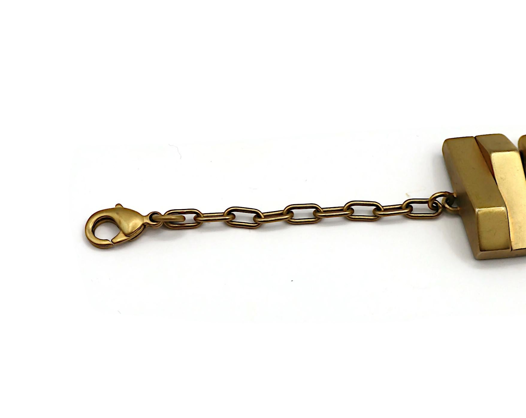 Women's CLAUDE MONTANA Vintage Matte Gold Tone Geometric Choker Necklace For Sale