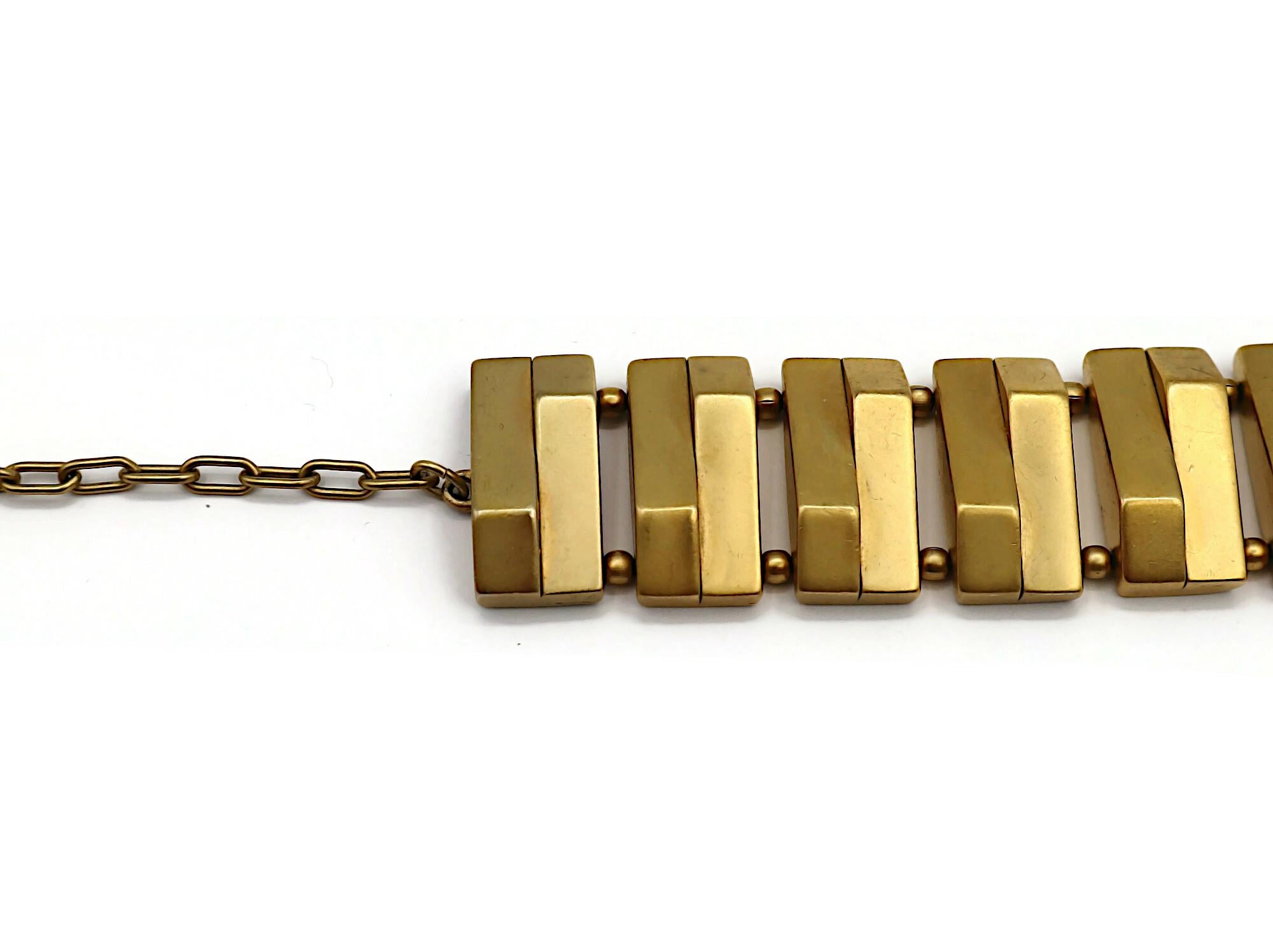 CLAUDE MONTANA Vintage Matte Gold Tone Geometric Choker Necklace For Sale 1