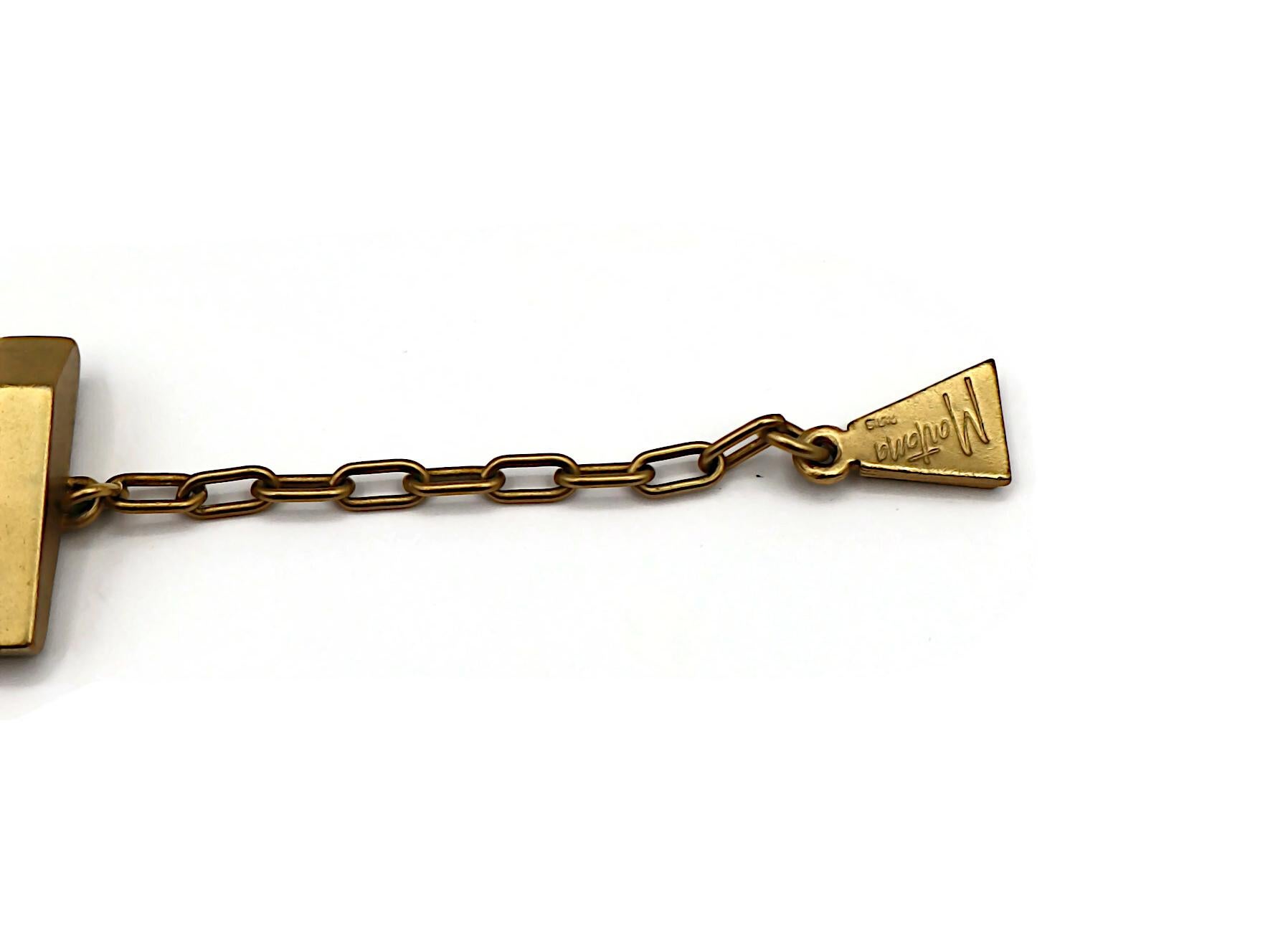 CLAUDE MONTANA Vintage Matte Gold Tone Geometric Choker Necklace For Sale 5