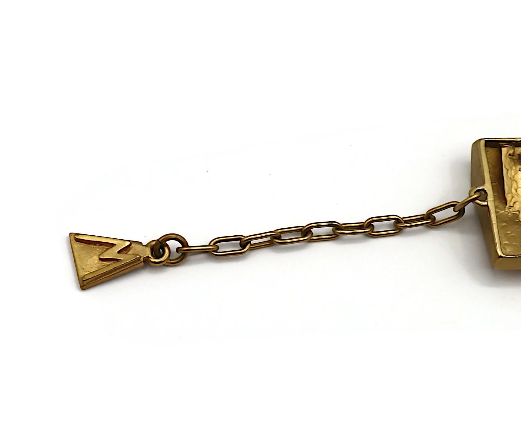 CLAUDE MONTANA Vintage Matte Gold Tone Geometric Choker Necklace For Sale 6