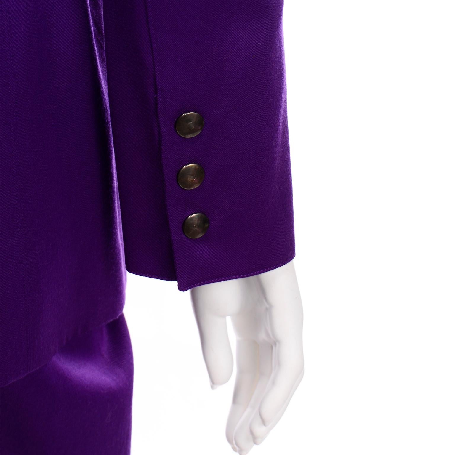 Claude Montana Vintage Purple Skirt & Longline Blazer Jacket W Woven Metal Belt  For Sale 2